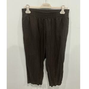 Old Navy Womens Linen Blend High Rise Straight Pull On Pants Size MP Black Beach